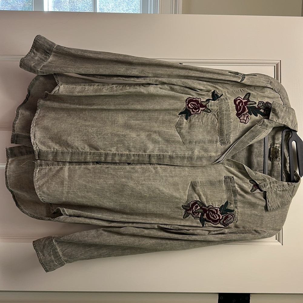 Embroidered Button-Up Shirt